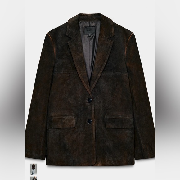 Zara Jackets & Blazers - NWT Zara 100% Leather Dark Brown Suede Jacket